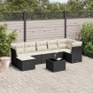 Set de sofás de jardín 8 piezas y cojines ratán sintético negro
