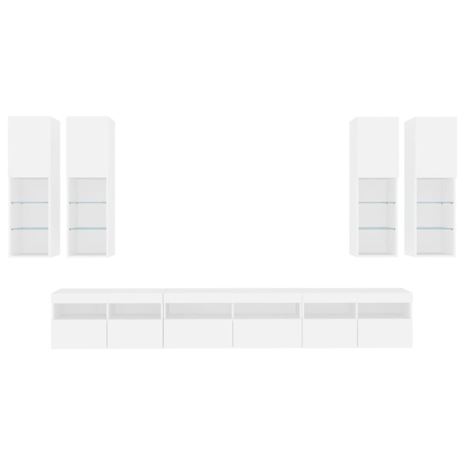 Mueble de pared de TV con luces LED 7 piezas