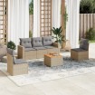 Juego de sofás jardín con cojines 6 pzas ratán sintético beige