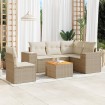 Juego de sofás jardín con cojines 6 pzas ratán sintético beige