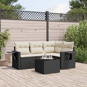 Set de muebles de jardín 5 pzas y cojines ratán sintético