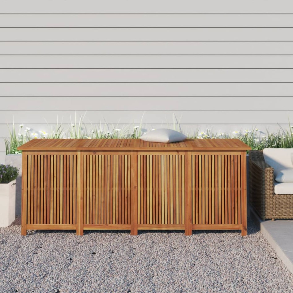 Caja de almacenaje de jardín madera maciza acacia 200x80x75