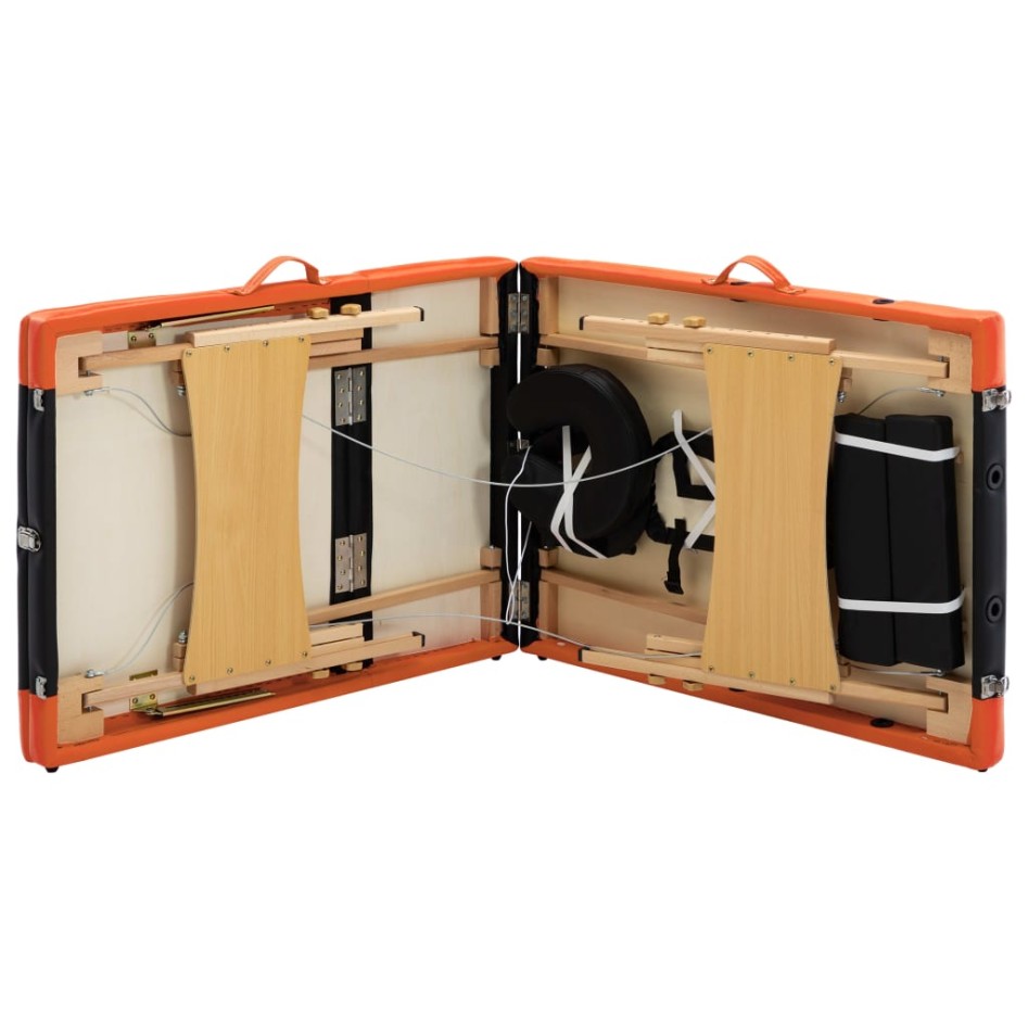 Camilla de masaje plegable 3 zonas madera negro y