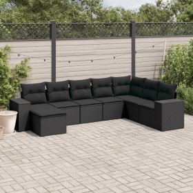 Set de sofás de jardín 8 piezas y cojines ratán sintético