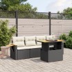 Set de muebles de jardín 5 pzas y cojines ratán sintético negro