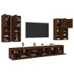Muebles de TV de pared con luces LED 7 piezas marrón roble