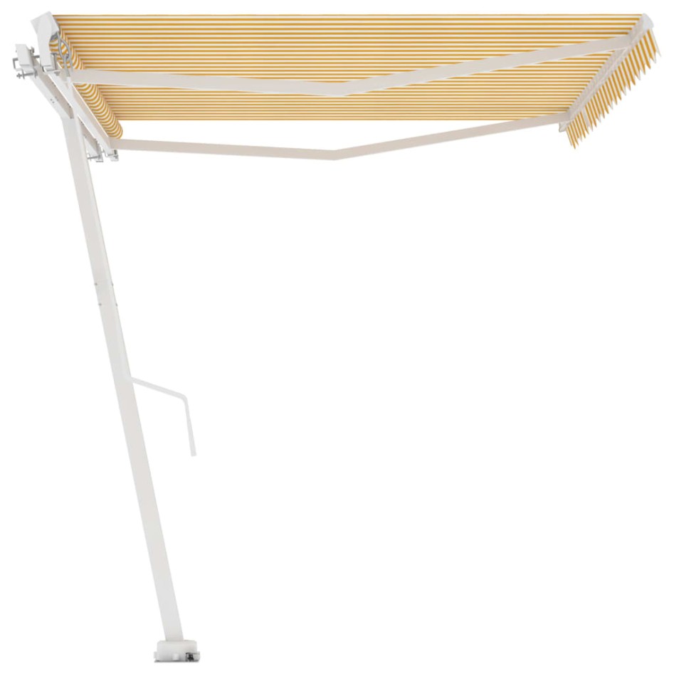 Toldo de pie manual retráctil amarillo y blanco 400x350