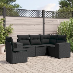Set de muebles de jardín 5 pzas y cojines ratán sintético