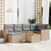 Juego de sofás jardín con cojines beige mezcla 7 pzas ratán PE
