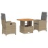 Set comedor de jardín 3 pzas con cojines ratán sintético
