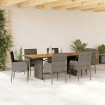 Set comedor jardín 7 pzas y cojines ratán sintético gris