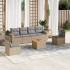 Juego de sofás jardín con cojines beige mezcla 7 pzas ratán
