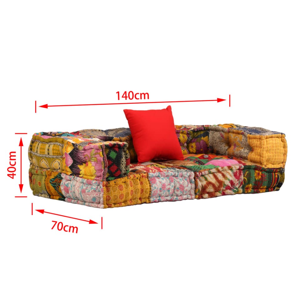 Puf modular de 2 plazas de tela