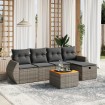 Set de muebles de jardín 6 pzas y cojines ratán sintético gris