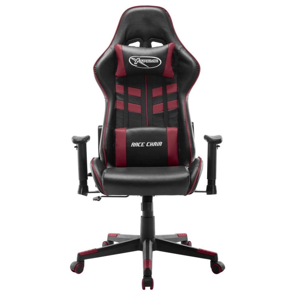 Silla de gaming de cuero sintético negro y rojo