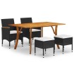 Juego de comedor de jardín de 5 piezas negro