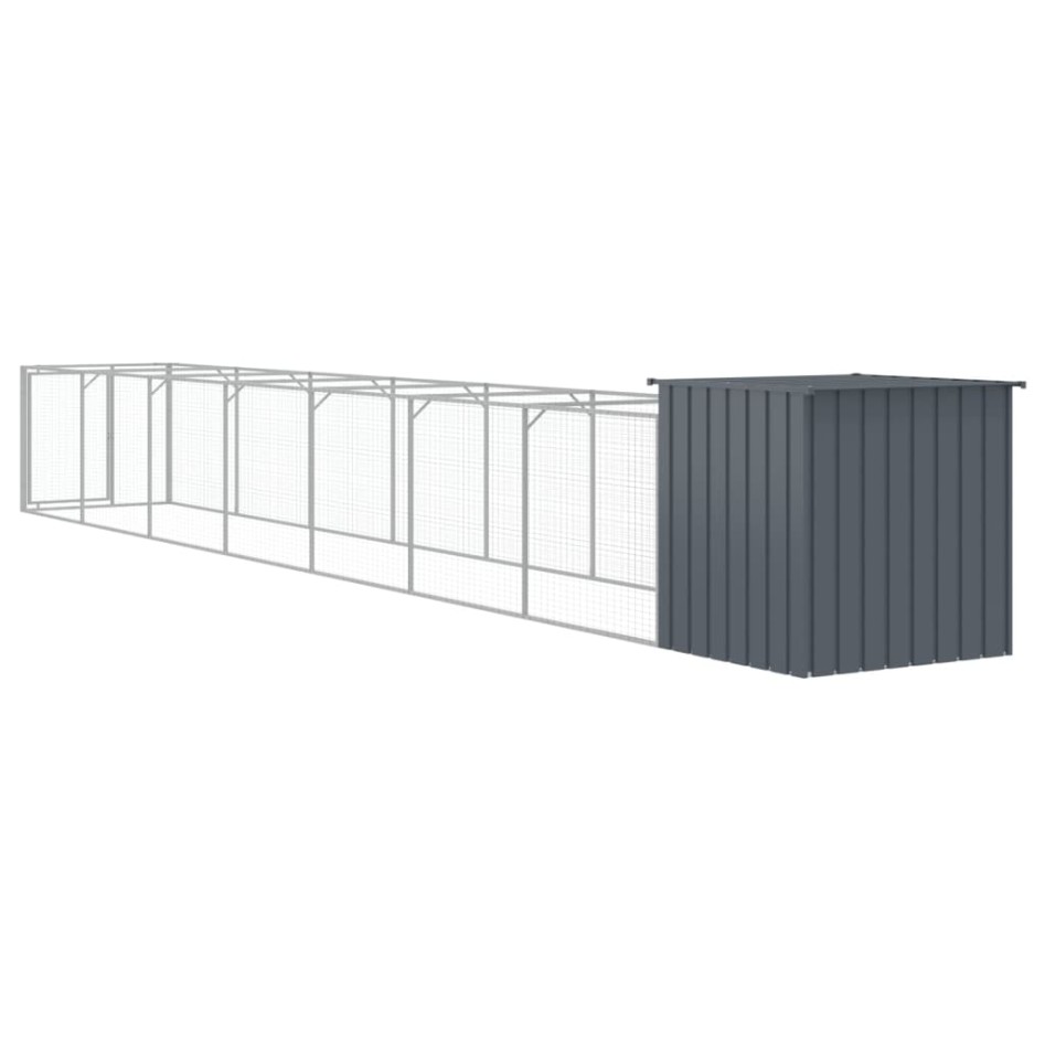 Caseta perros con corral acero galvanizado gris 110x813x110