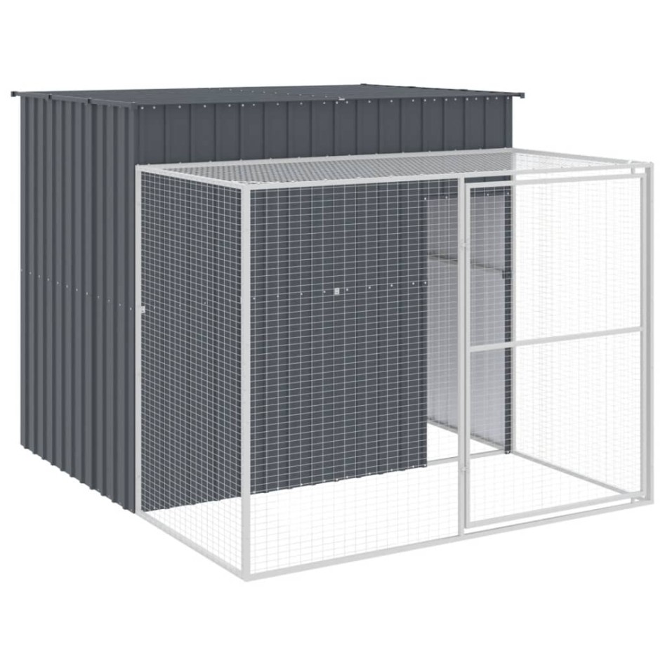 Caseta perros con corral acero galvanizado gris 214x253x181