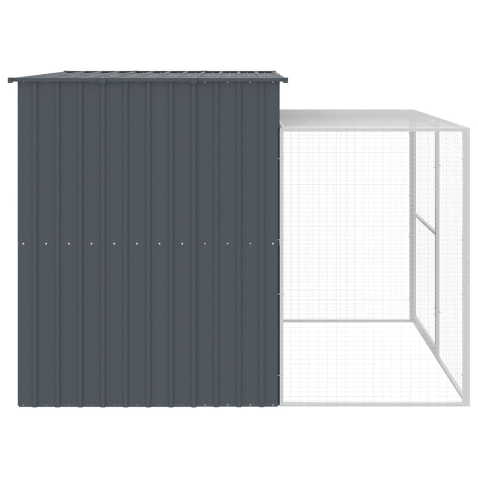 Caseta perros con corral acero galvanizado gris 214x253x181