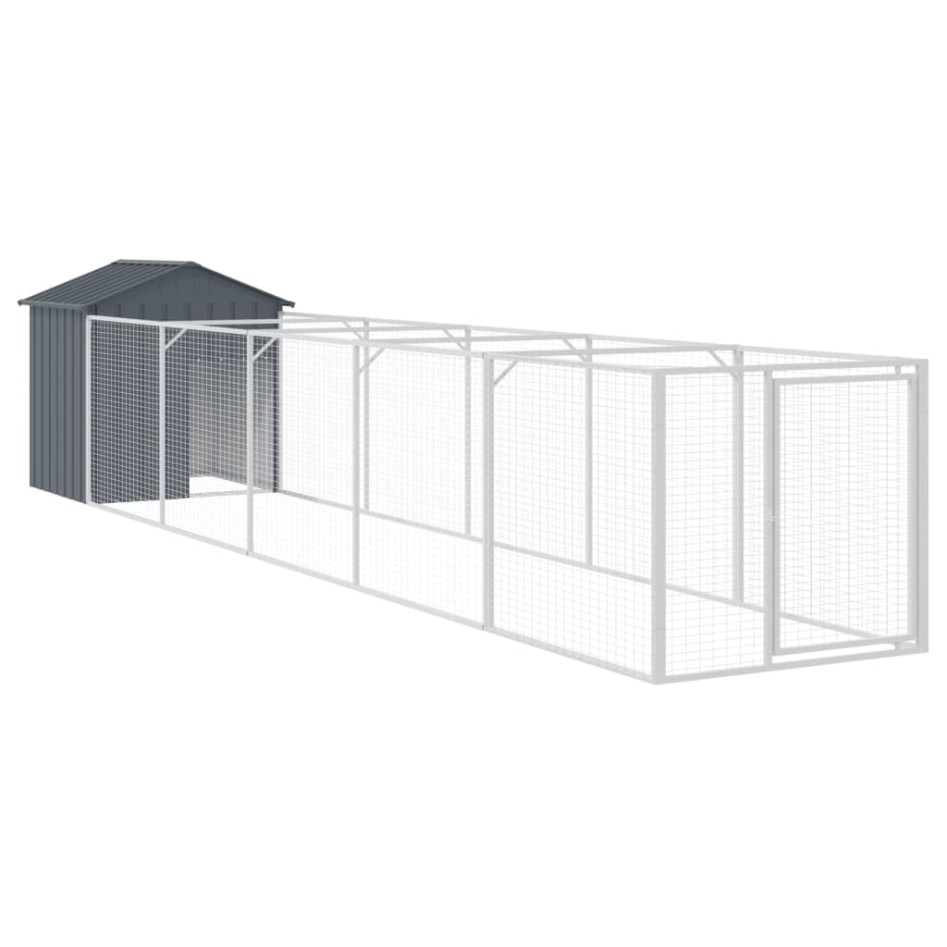 Caseta perros con tejado acero galvanizado gris 117x609x123