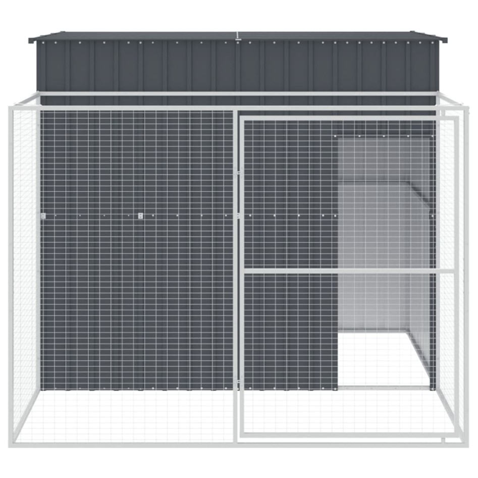 Caseta perros con corral acero galvanizado gris 214x253x181