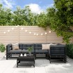 Juego muebles de jardín 6 piezas madera maciza pino negro