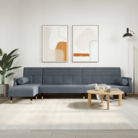 Sofá cama en forma de L terciopelo gris oscuro 271x140x70
