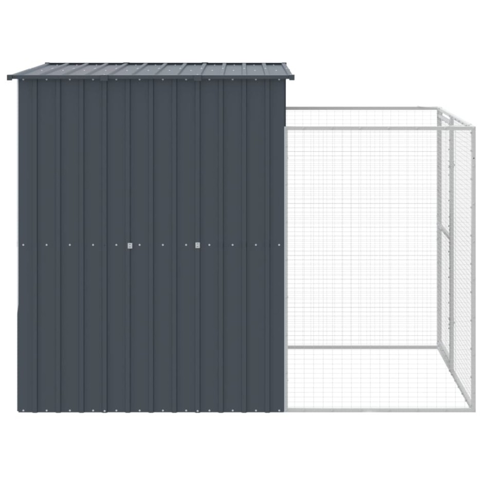 Caseta perros con corral acero galvanizado gris 165x251x181
