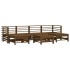Juego de muebles jardín 7 pzas madera maciza pino marrón