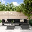 Juego de muebles de jardín 7 piezas madera maciza de pino gris