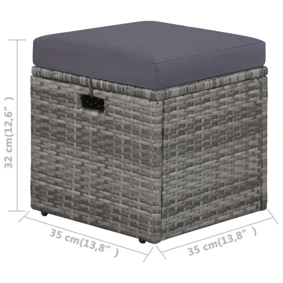 Set de muebles de jardín 4 piezas y cojines ratán PE