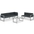 Conjunto de sofás de jardín con cojines aluminio negro 3