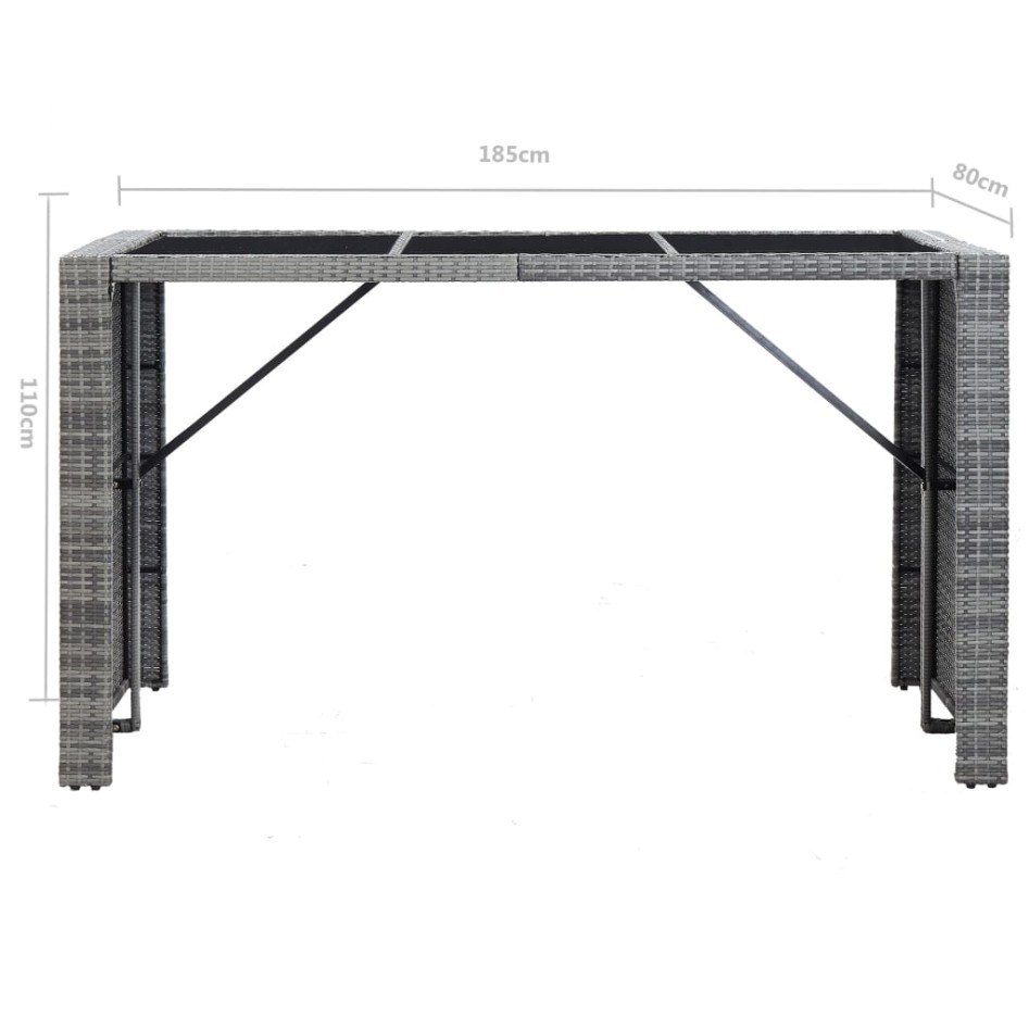 Mesa y sillas de bar jardín 7 pzas cojines ratán sintético