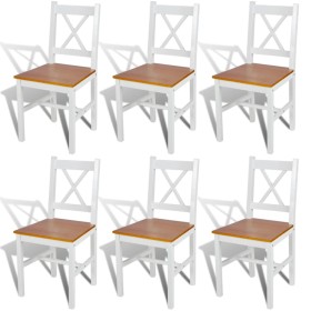 Sillas de comedor 6 unidades madera de pino