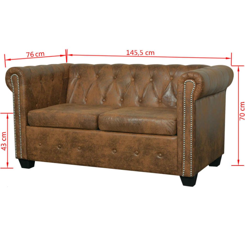Sofá Chesterfield de 2 plazas cuero sintético