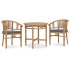 Set de comedor de jardín 3 pzas y cojines madera maciza de