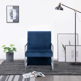Sillón con patas cromadas de terciopelo
