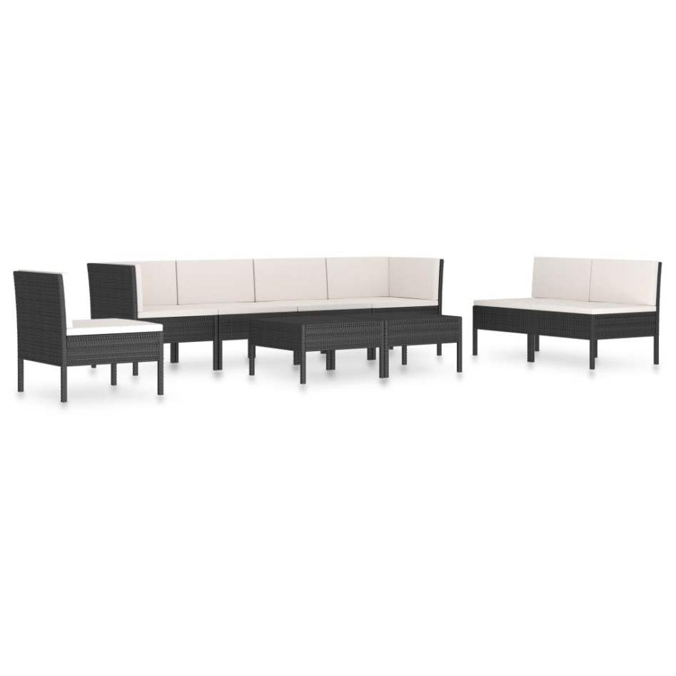 Set de muebles de jardín 9 pzas y cojines ratán sintético