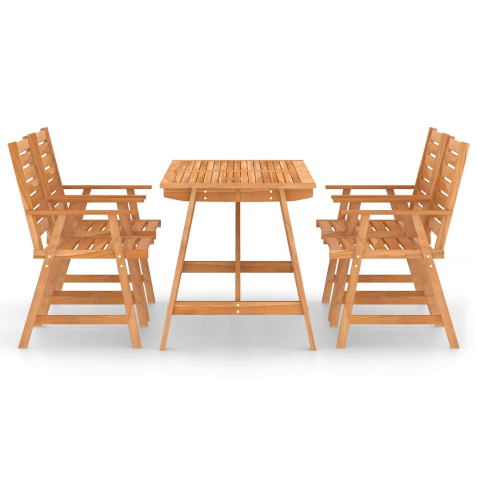 Juego de comedor para jardín 5 piezas madera maciza de