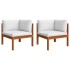 Muebles de jardín 6 pzas cojines crema madera maciza de