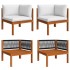 Muebles de jardín 6 pzas cojines crema madera maciza de