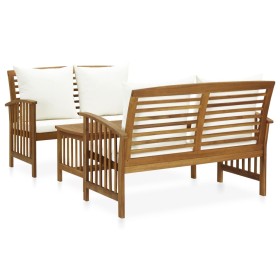 Muebles de jardín 3 piezas con cojines madera maciza de