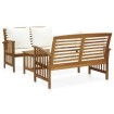 Muebles de jardín 3 piezas con cojines madera maciza de acacia