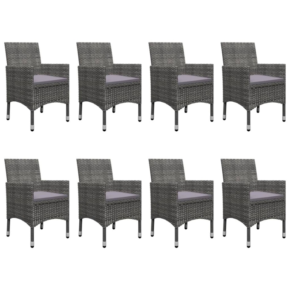 Set de comedor de jardín 9 pzas ratán PE y madera acacia