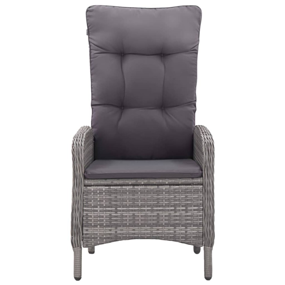 Muebles de jardín 3 piezas ratán sintético gris madera