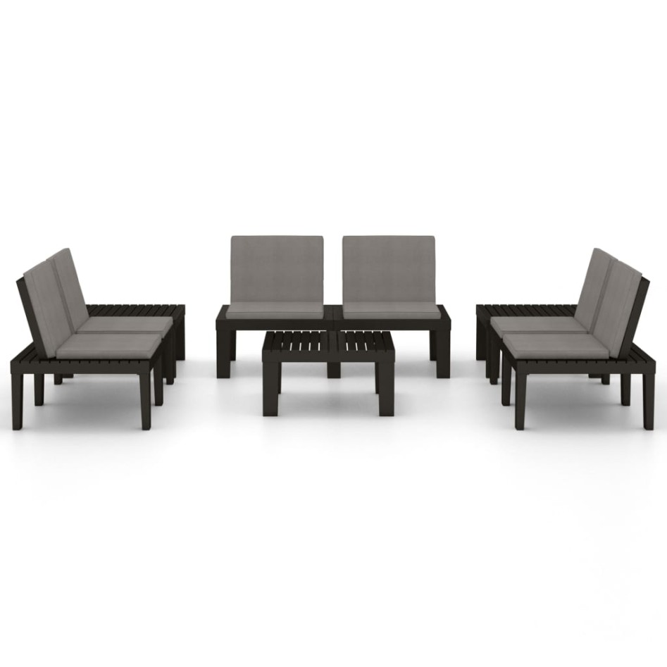 Set de muebles de jardín 6 piezas con cojines plástico