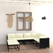Set de muebles de jardín 8 pzas y cojines ratán sintético negro