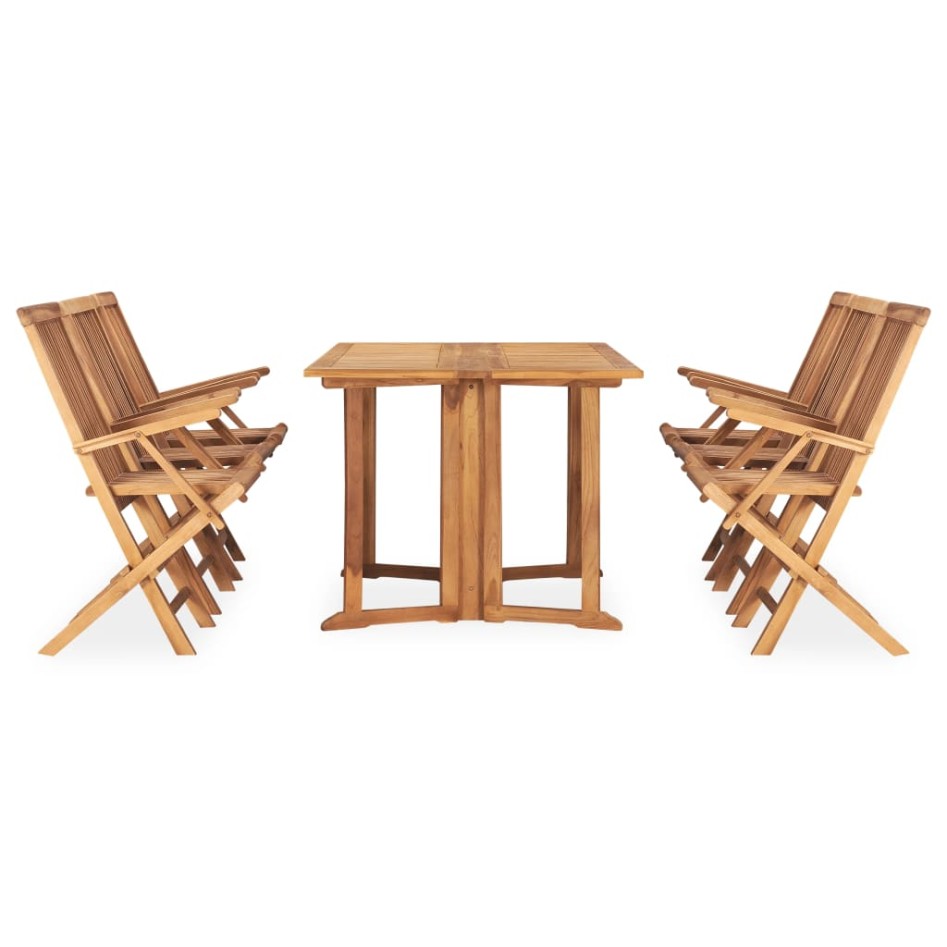 Set comedor de jardín plegable 7 piezas madera maciza de