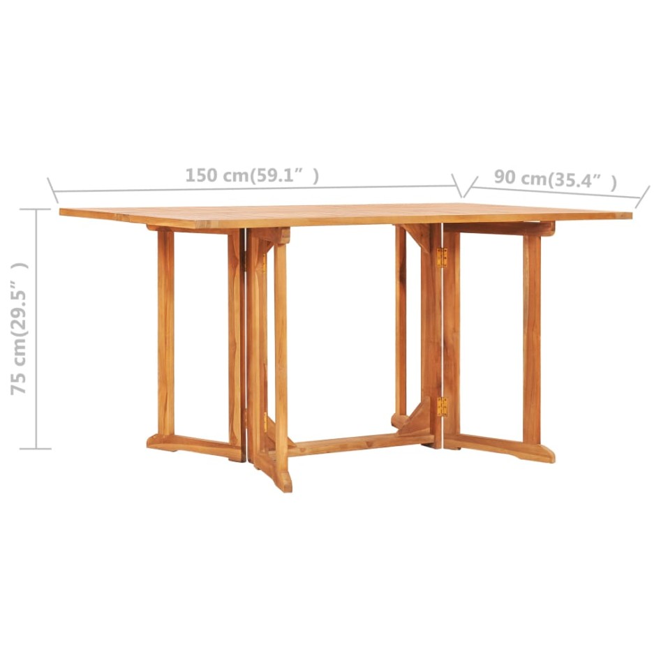 Set comedor de jardín plegable 7 piezas madera maciza de