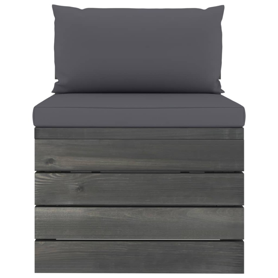 Muebles de palés de jardín 5 piezas cojines madera maciza